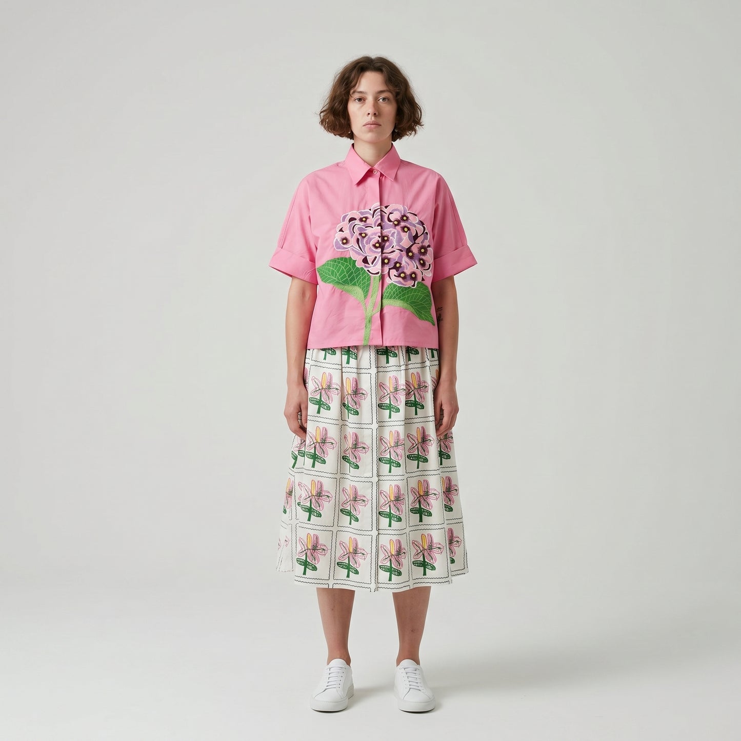Embroidered Floral Boxy Shirt