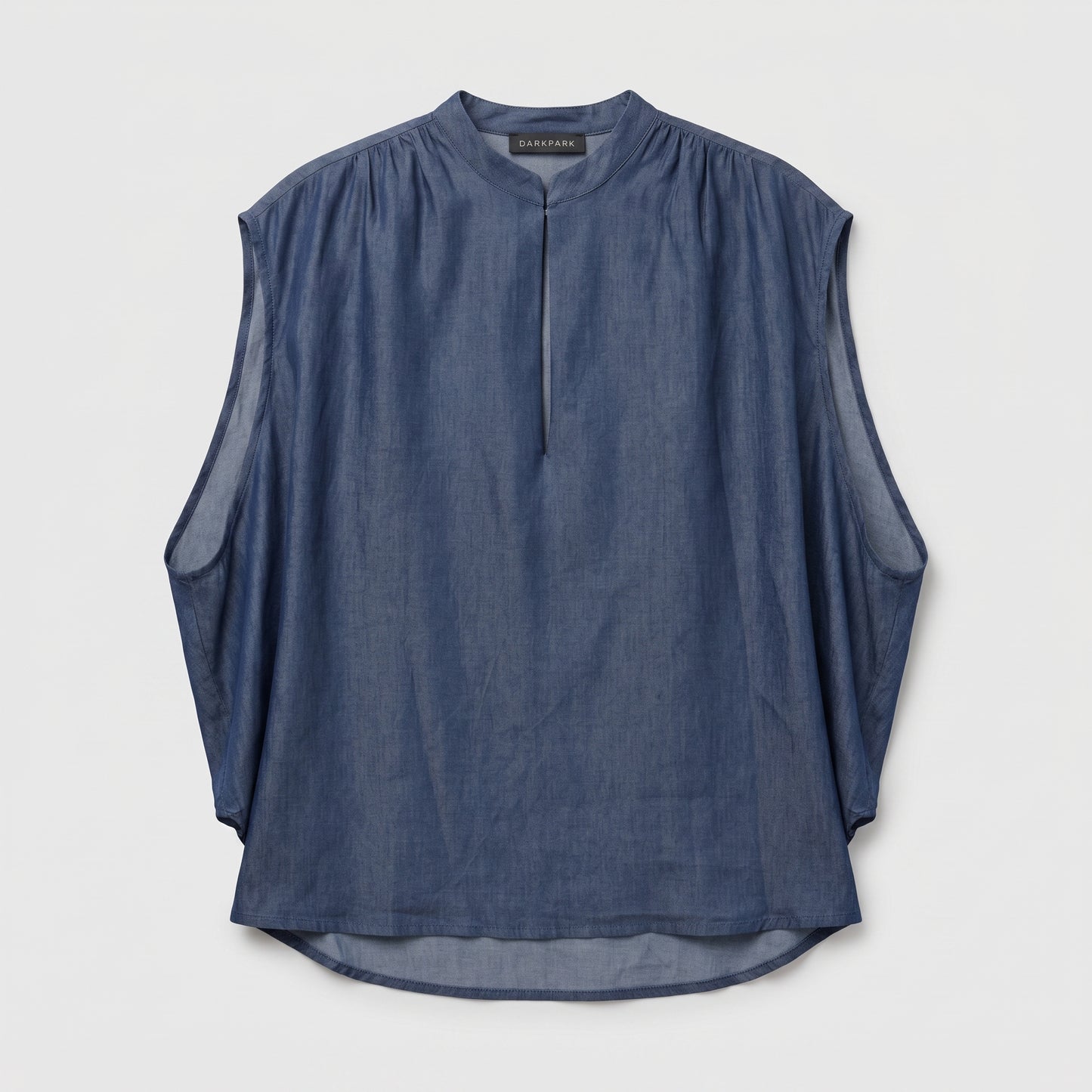 Sleeveless Denim Mandarin Collar Top