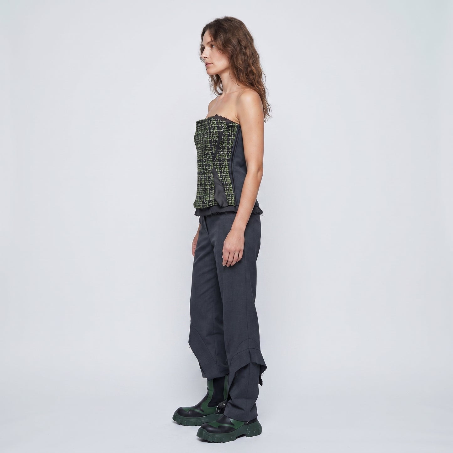 Structured Tweed Strapless Corset Top