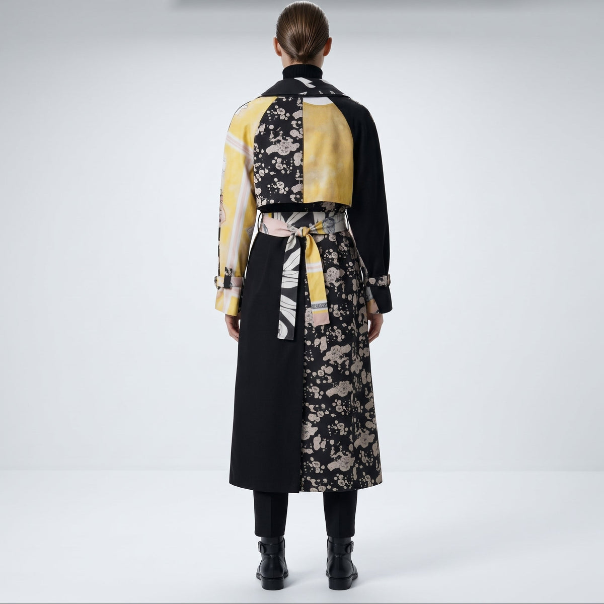 Graphic Patchwork Statement Trench Coat