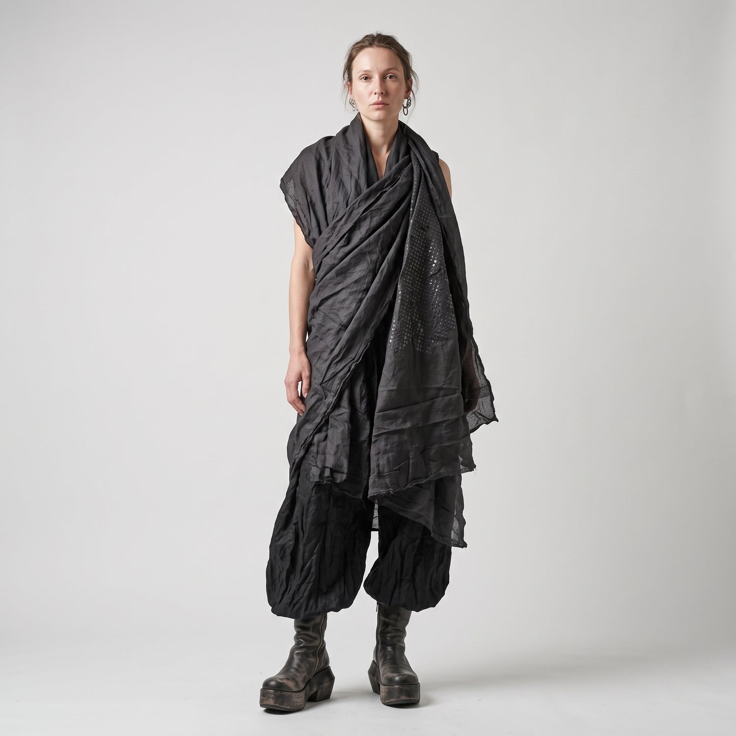 Perforated Lightweight Black Scarf