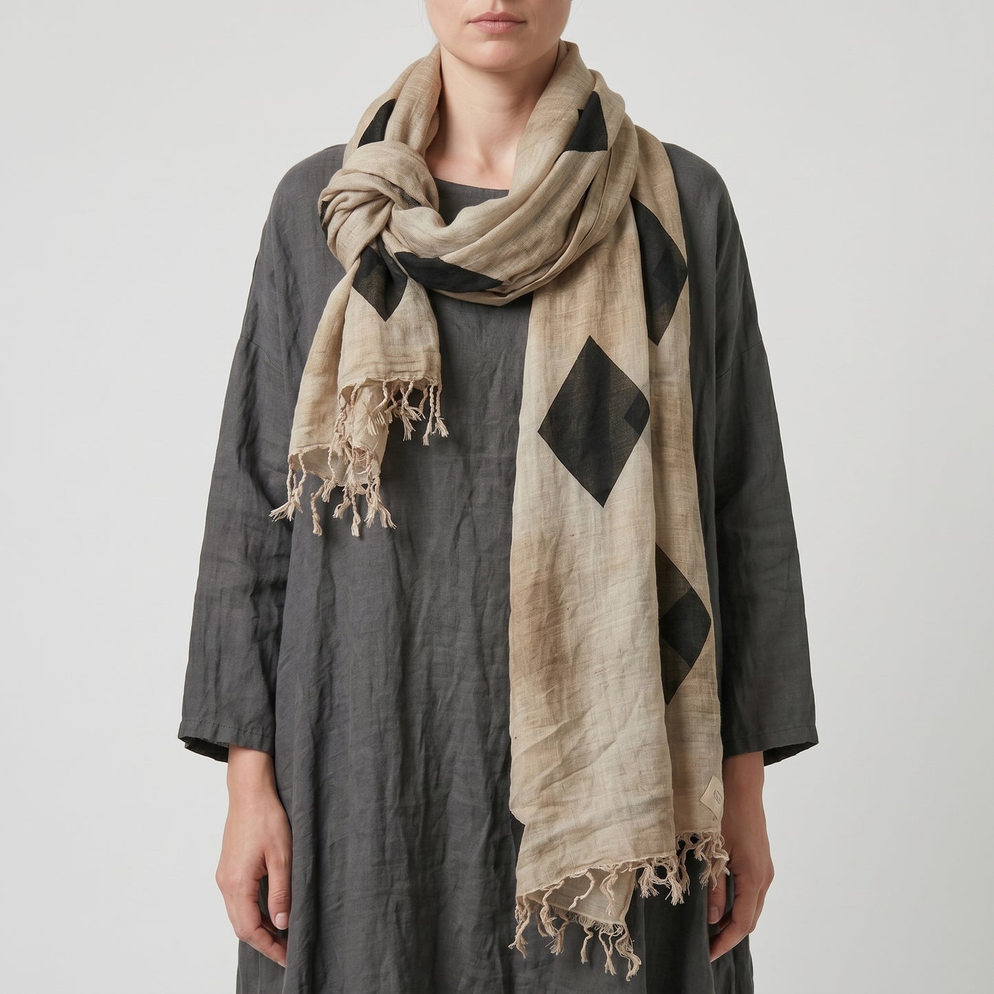 Diamond Print Fringe Scarf