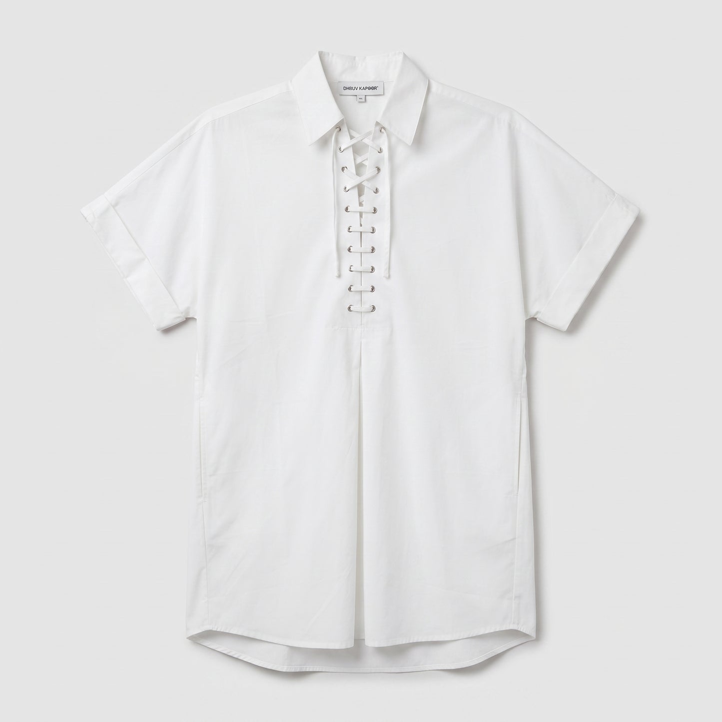 Lace-Up Cotton Poplin Shirt