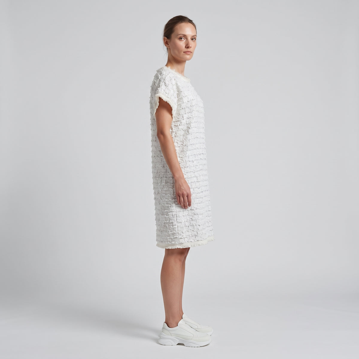 Textured Tweed Shift Mini Dress