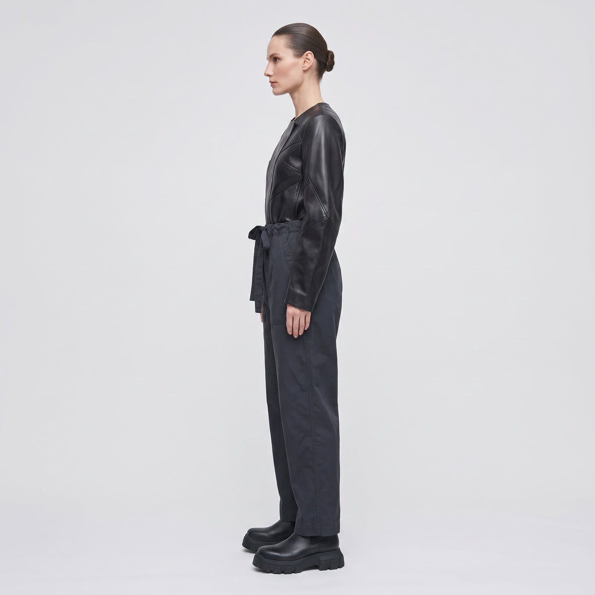 Black Cotton Drawstring Trousers