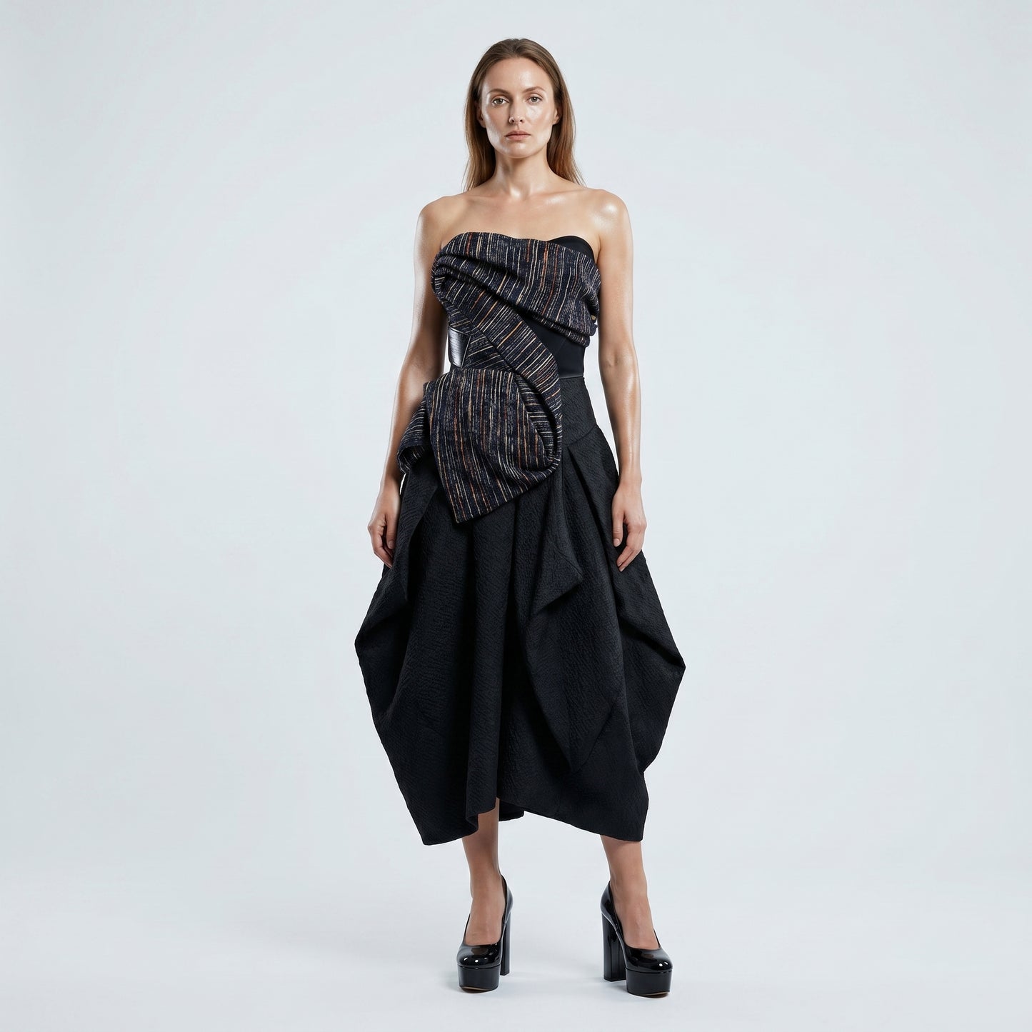 Draped Tweed Structured Corset