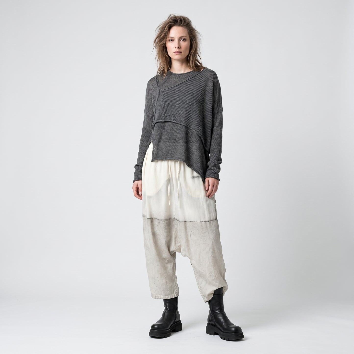 Abstract Print Relaxed Linen Trousers