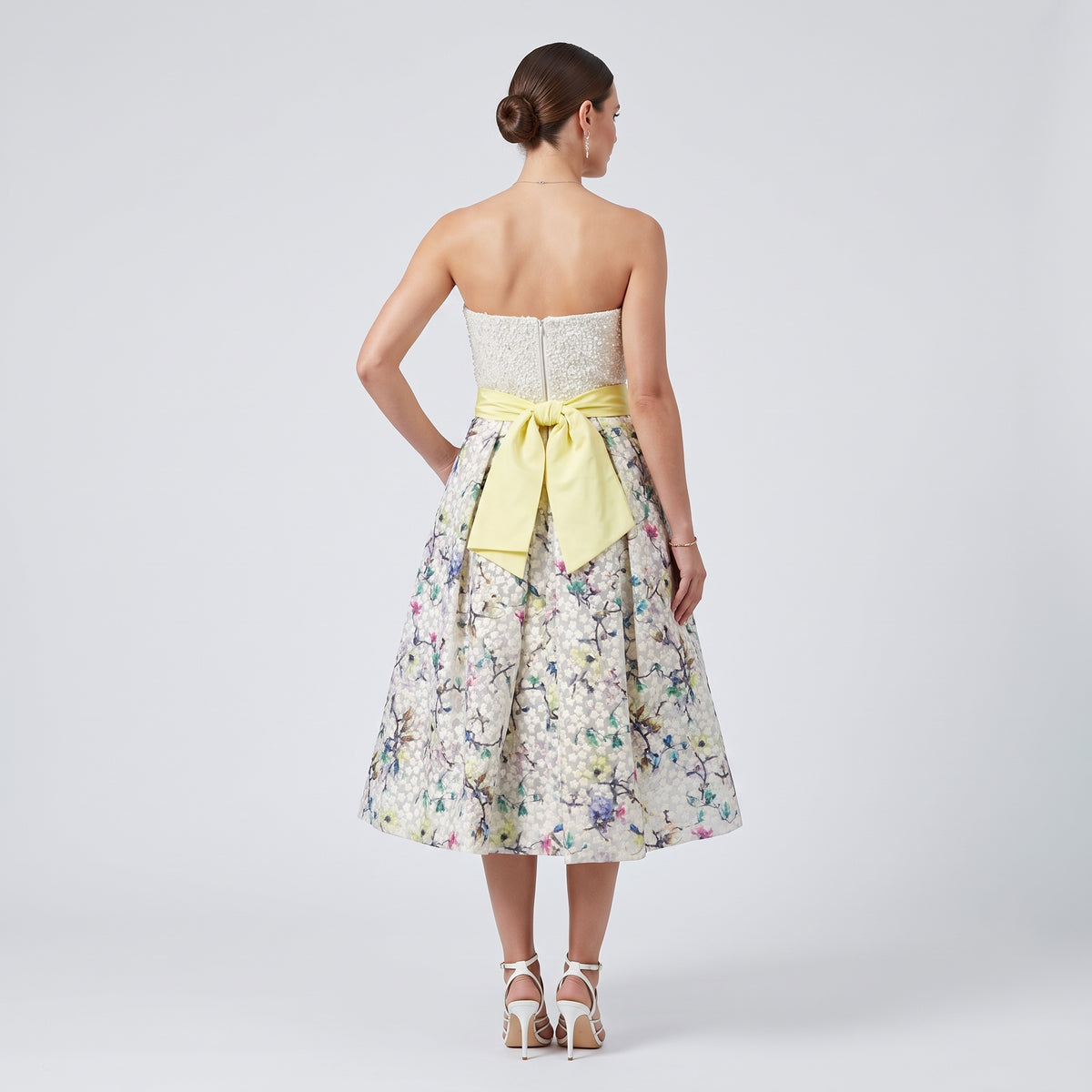 Floral Sequin Strapless Cocktail Dress