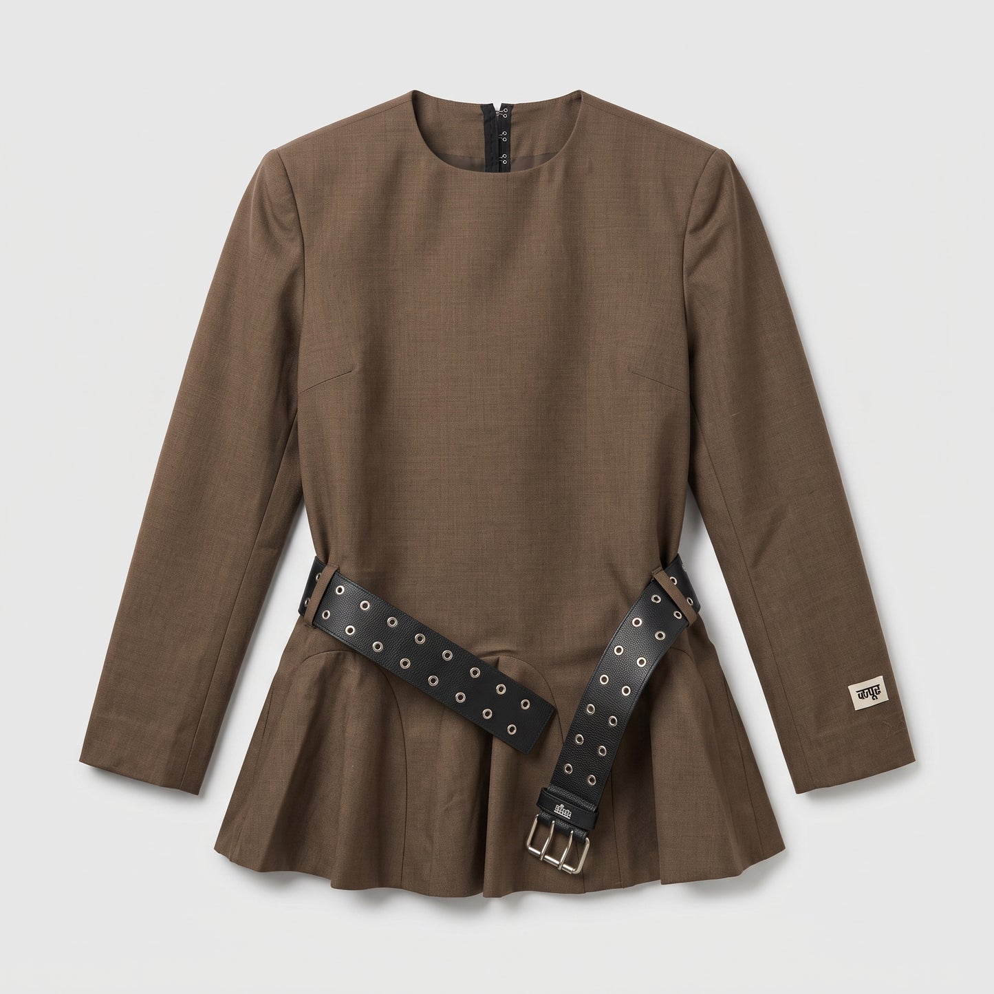 Structured Belted Peplum Top