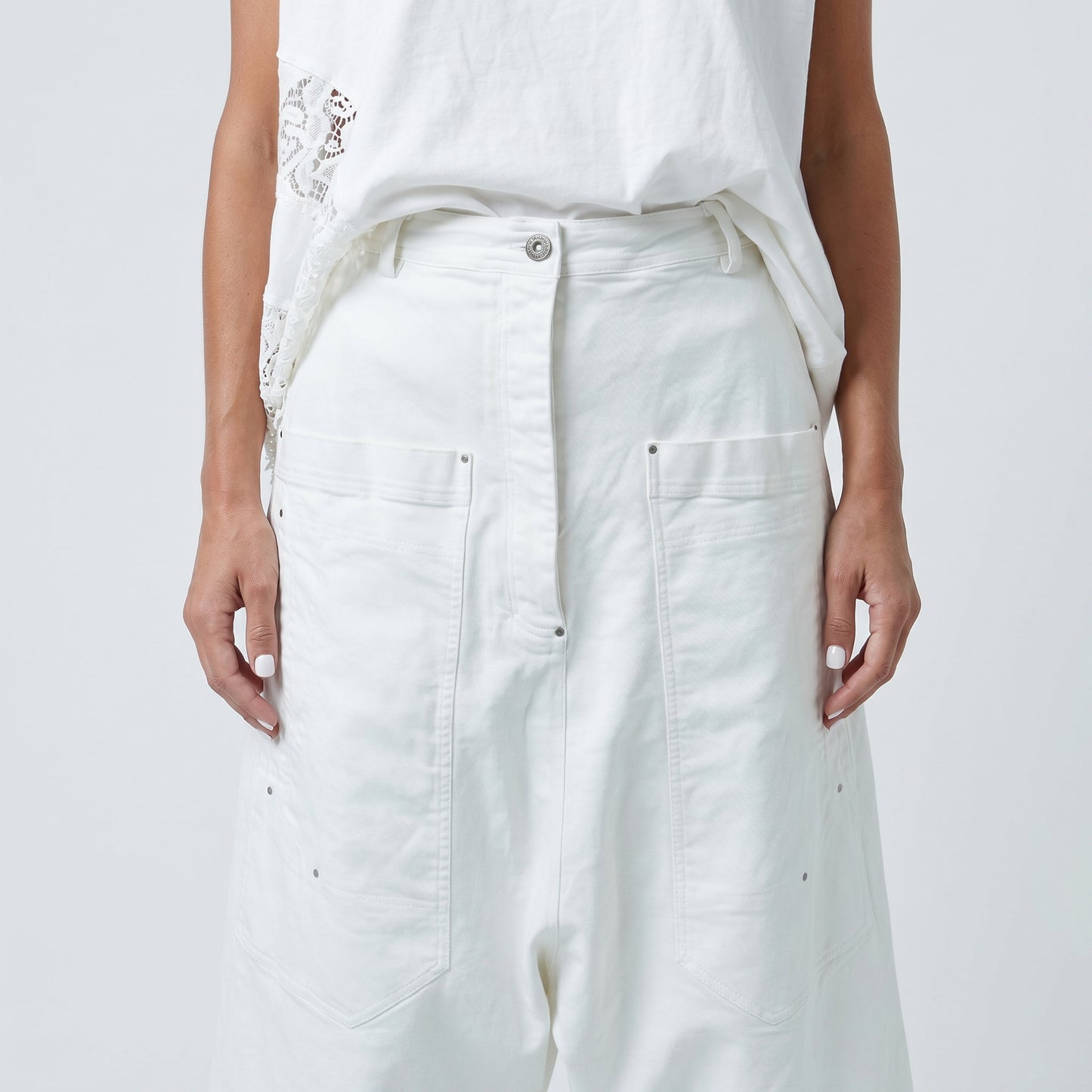 Drop Crotch Cropped Trousers