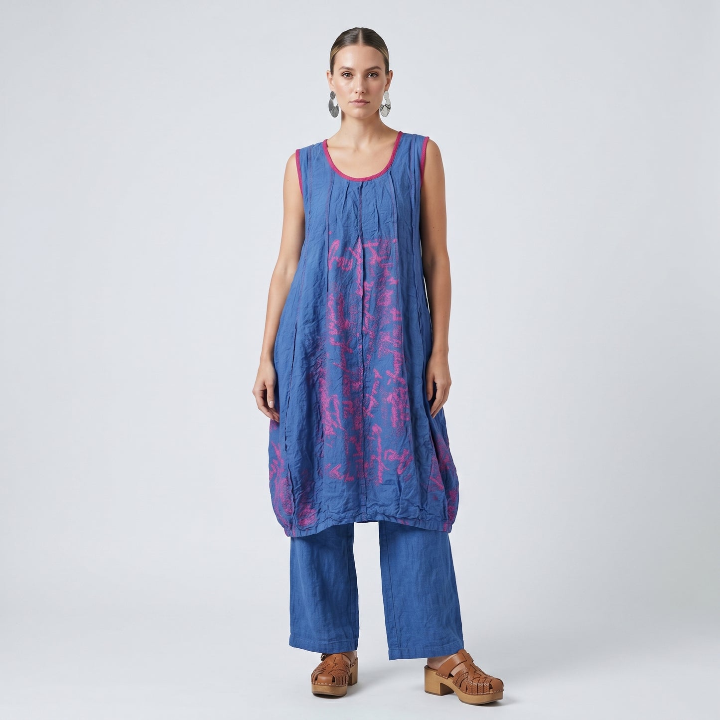 Artistic Printed Cotton Sleeveless Dress