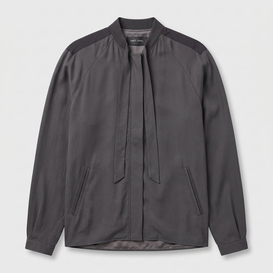 Minimalist Silk Bomber Jacket