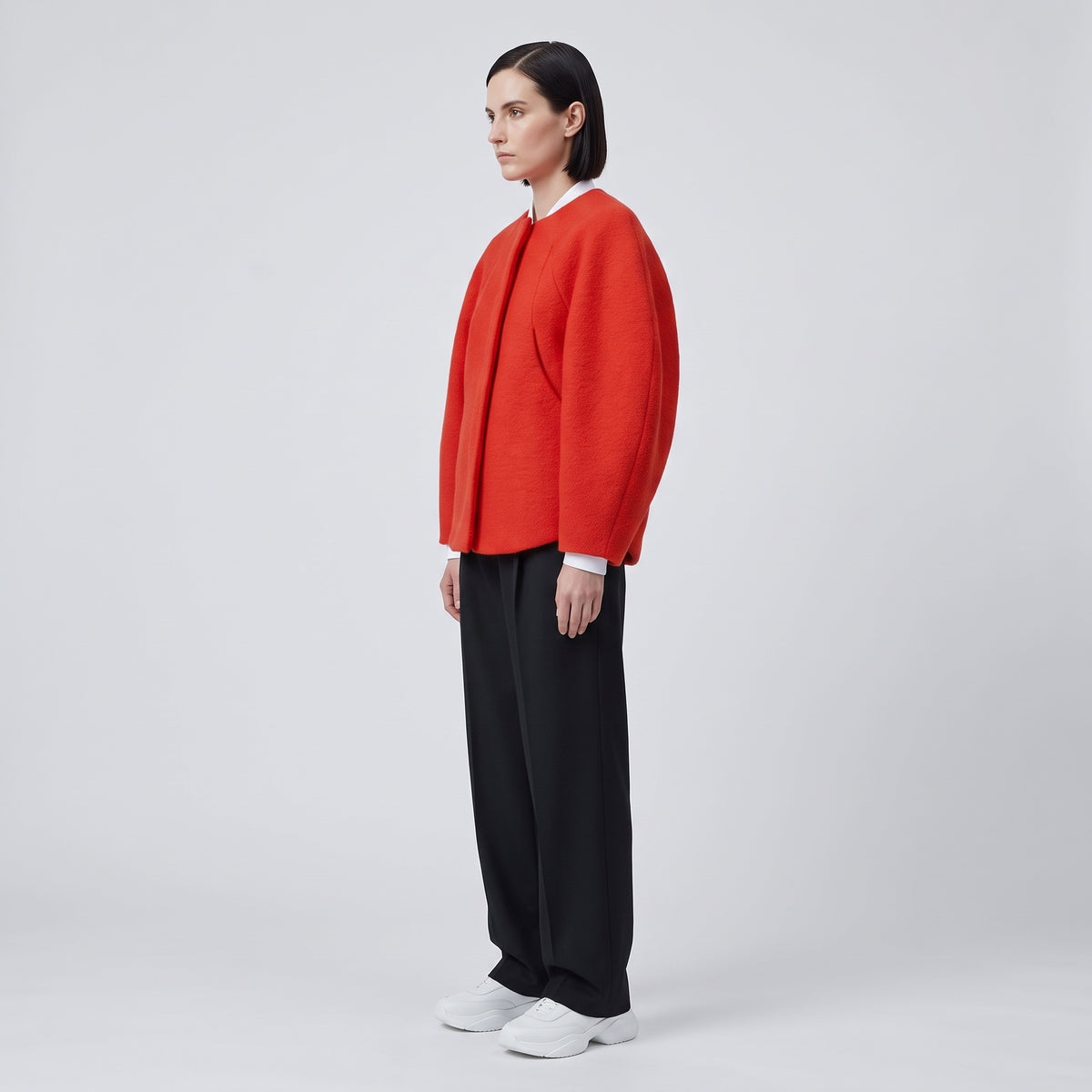 Structured Felt Wool Cape Jacket