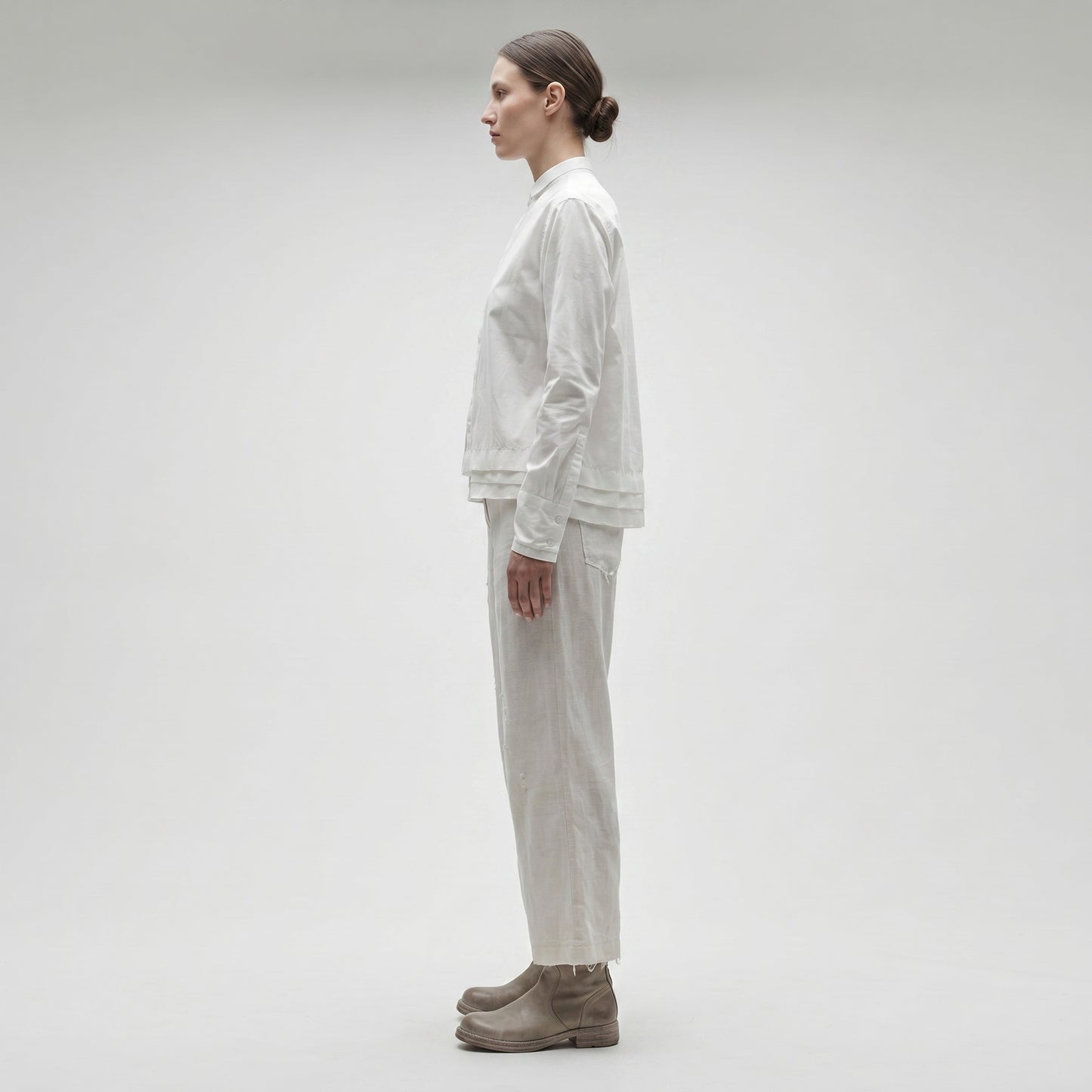 Minimalist Layered Mandarin Collar Shirt