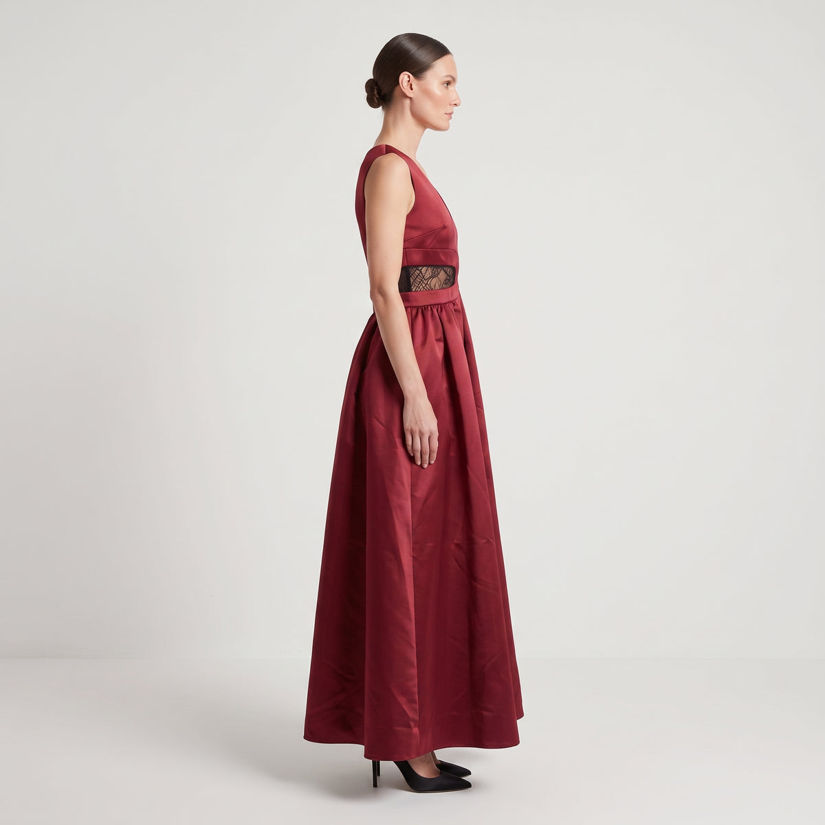Burgundy Cutout Evening Gown