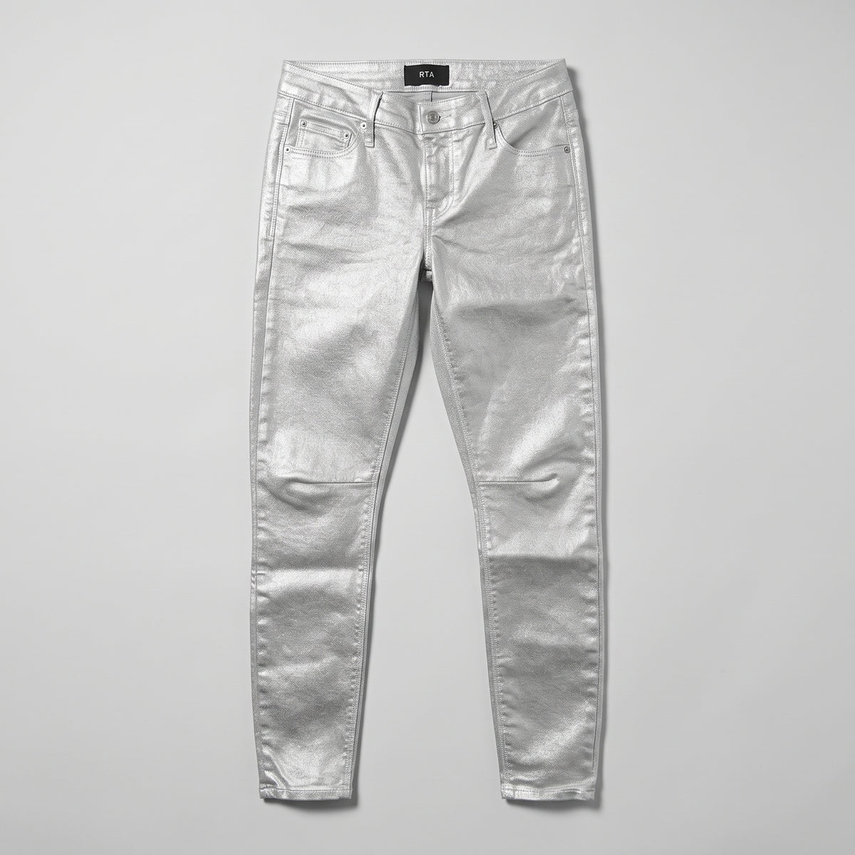 Metallic Silver Skinny Jeans