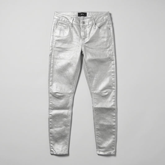 Metallic Silver Skinny Jeans