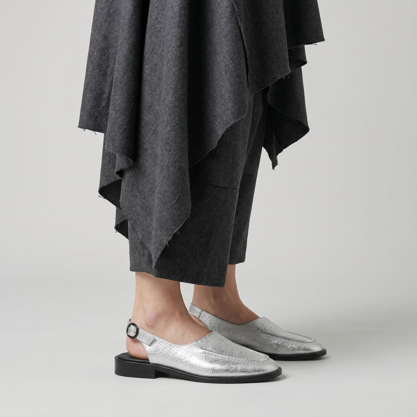 Metallic Leather Slingback Flats