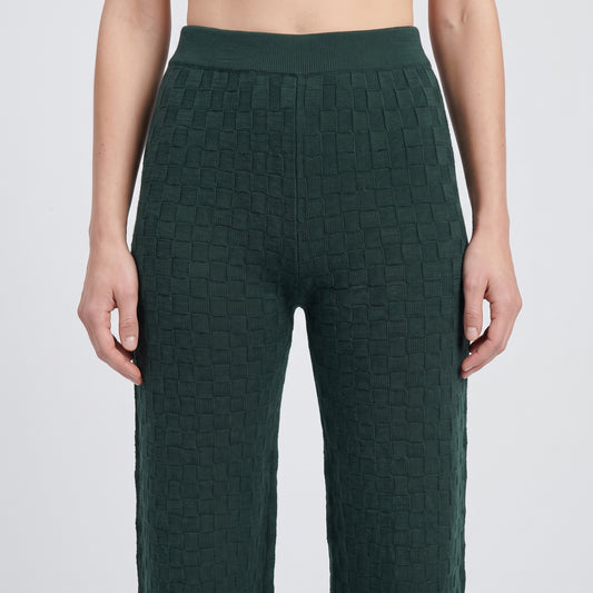 Textured Forest Green Knit Trousers