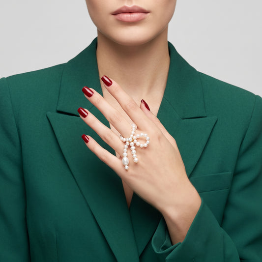 Pearl Bow Statement Ring