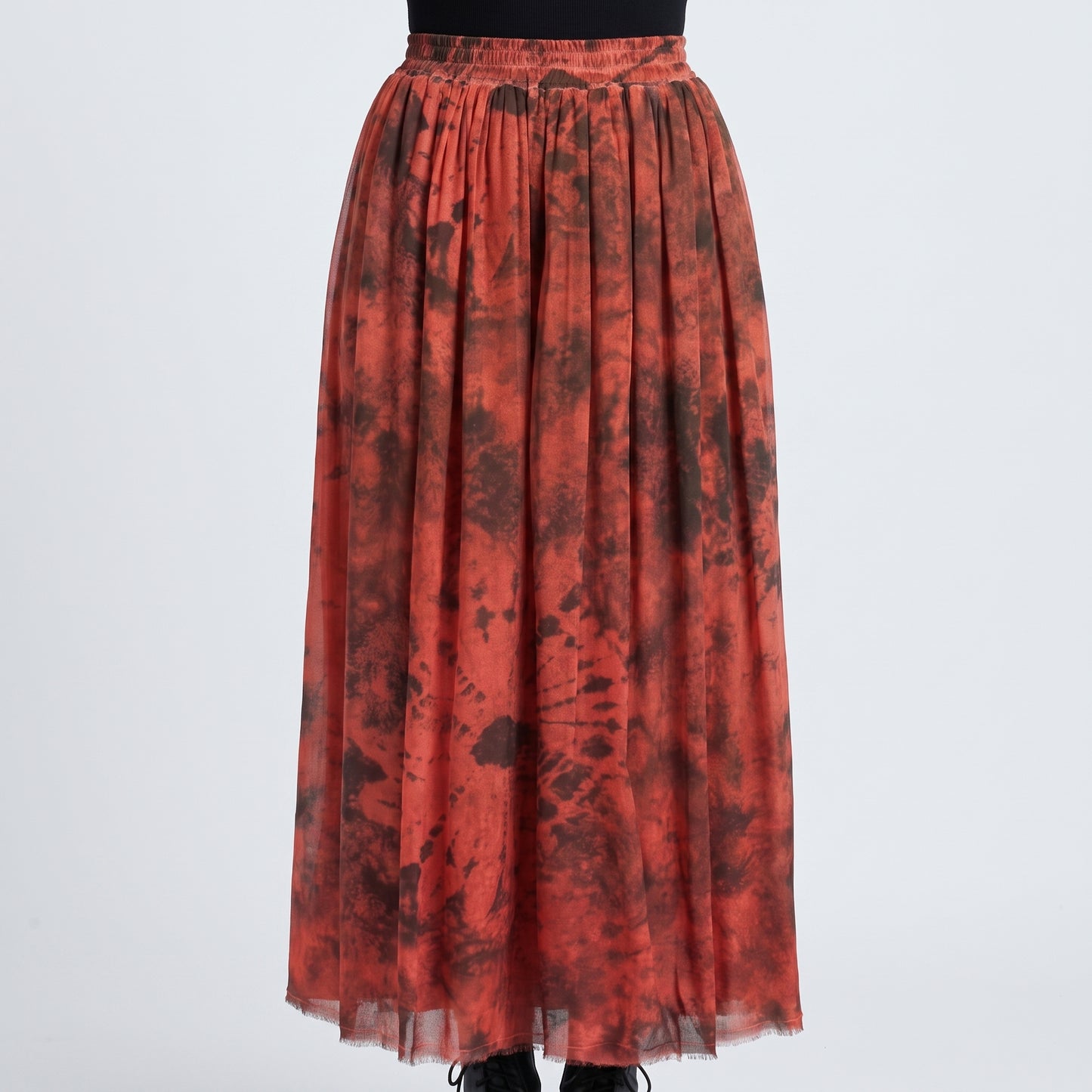Tie-Dye Pleated Midi Skirt