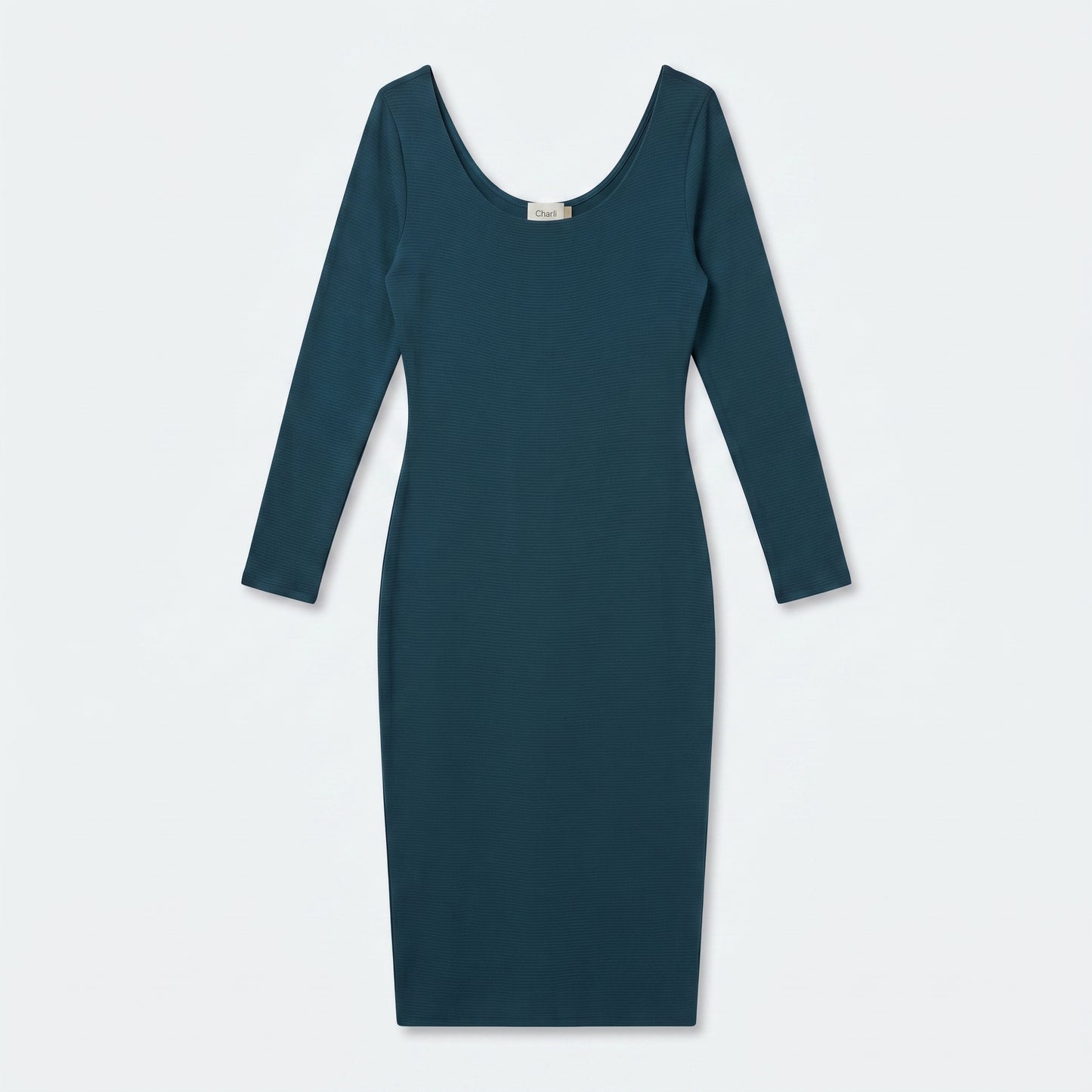 Teal Ribbed Scoop Neck Dress