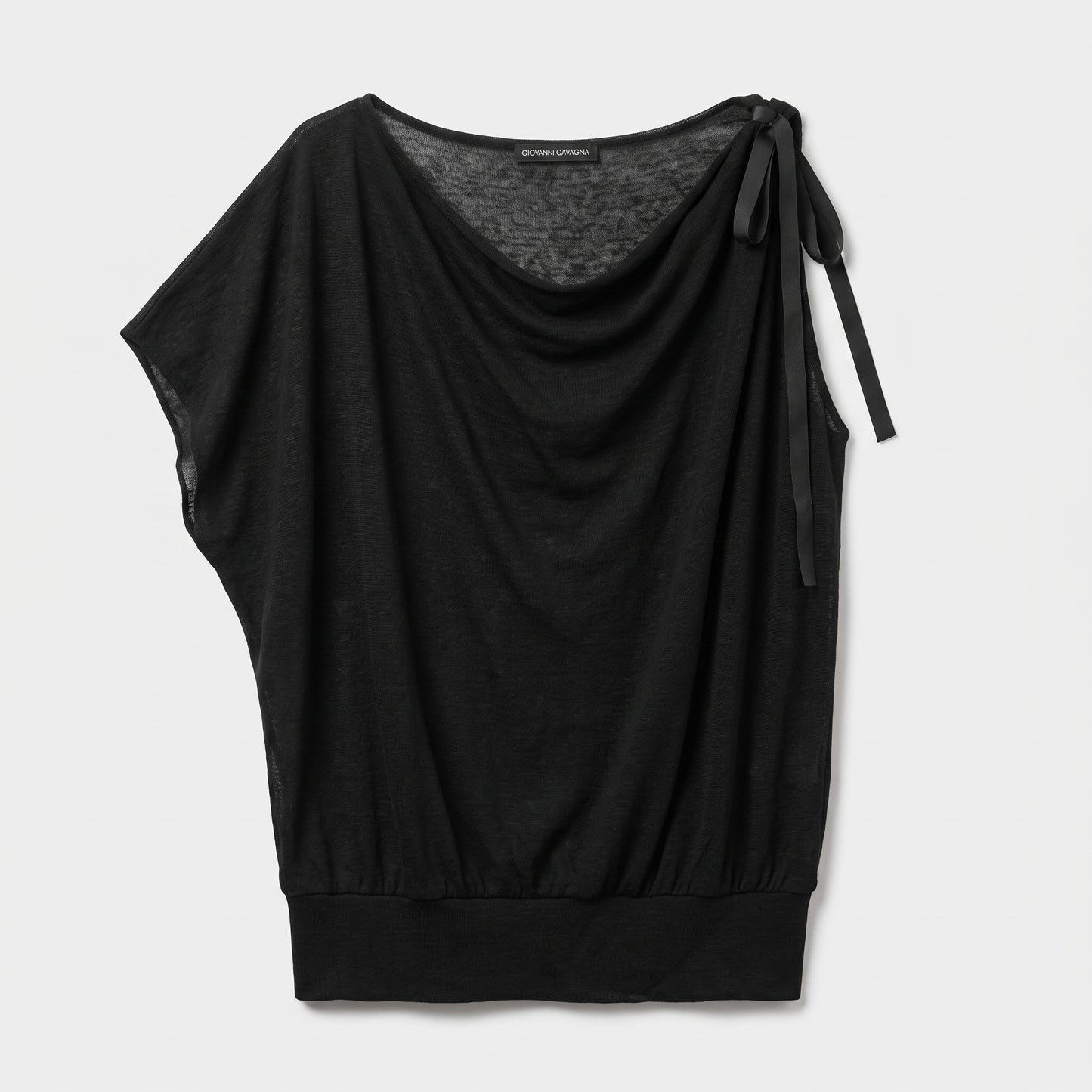 Black Draped Bow-Detail Top