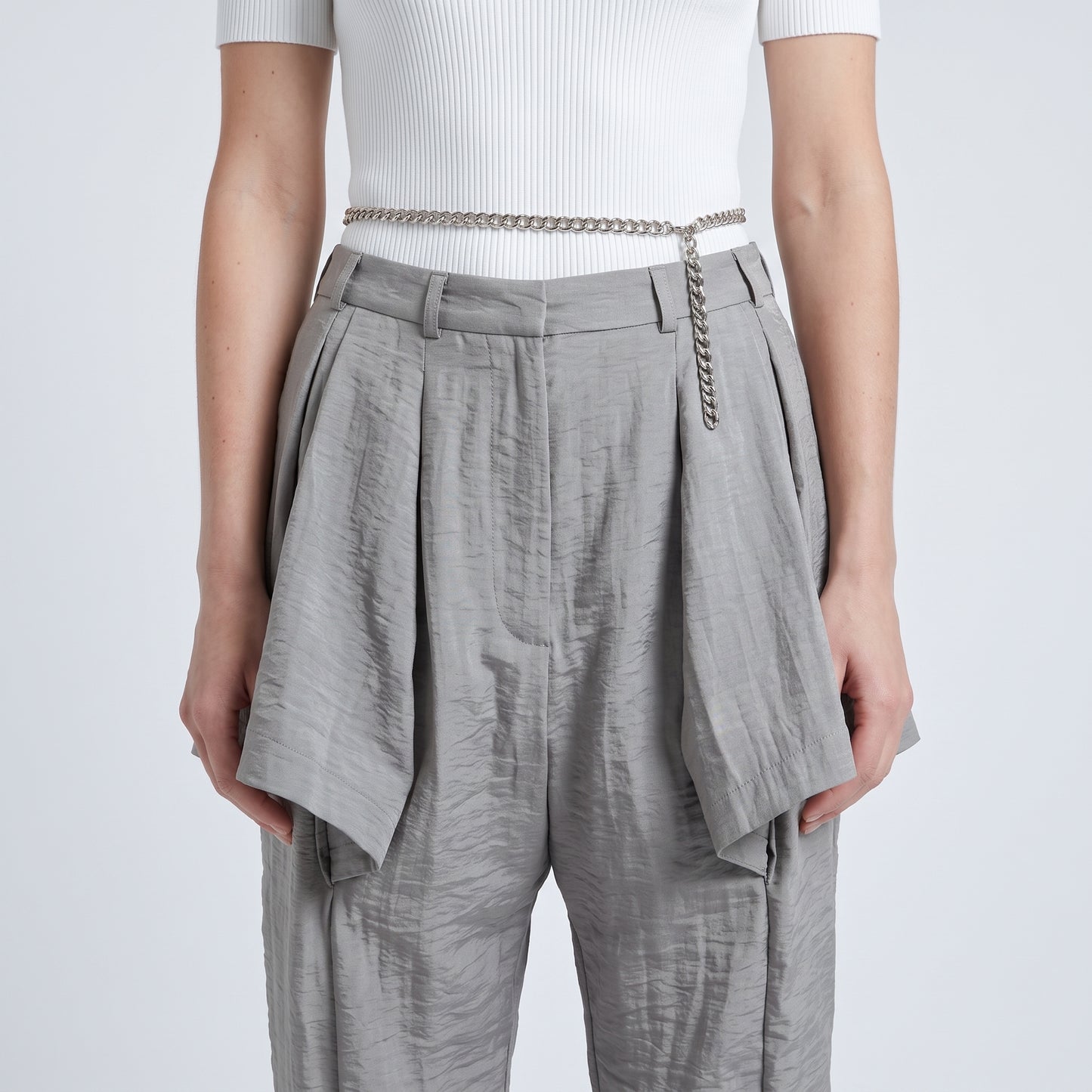 Architectural Grey Pleated Trousers