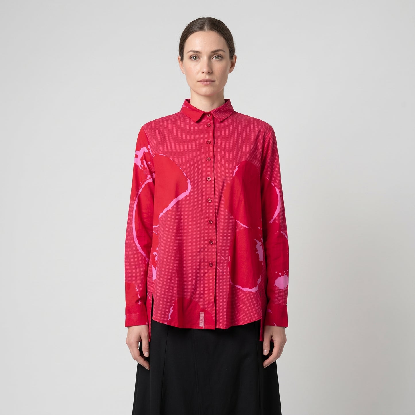 Abstract Floral Print Cotton Shirt
