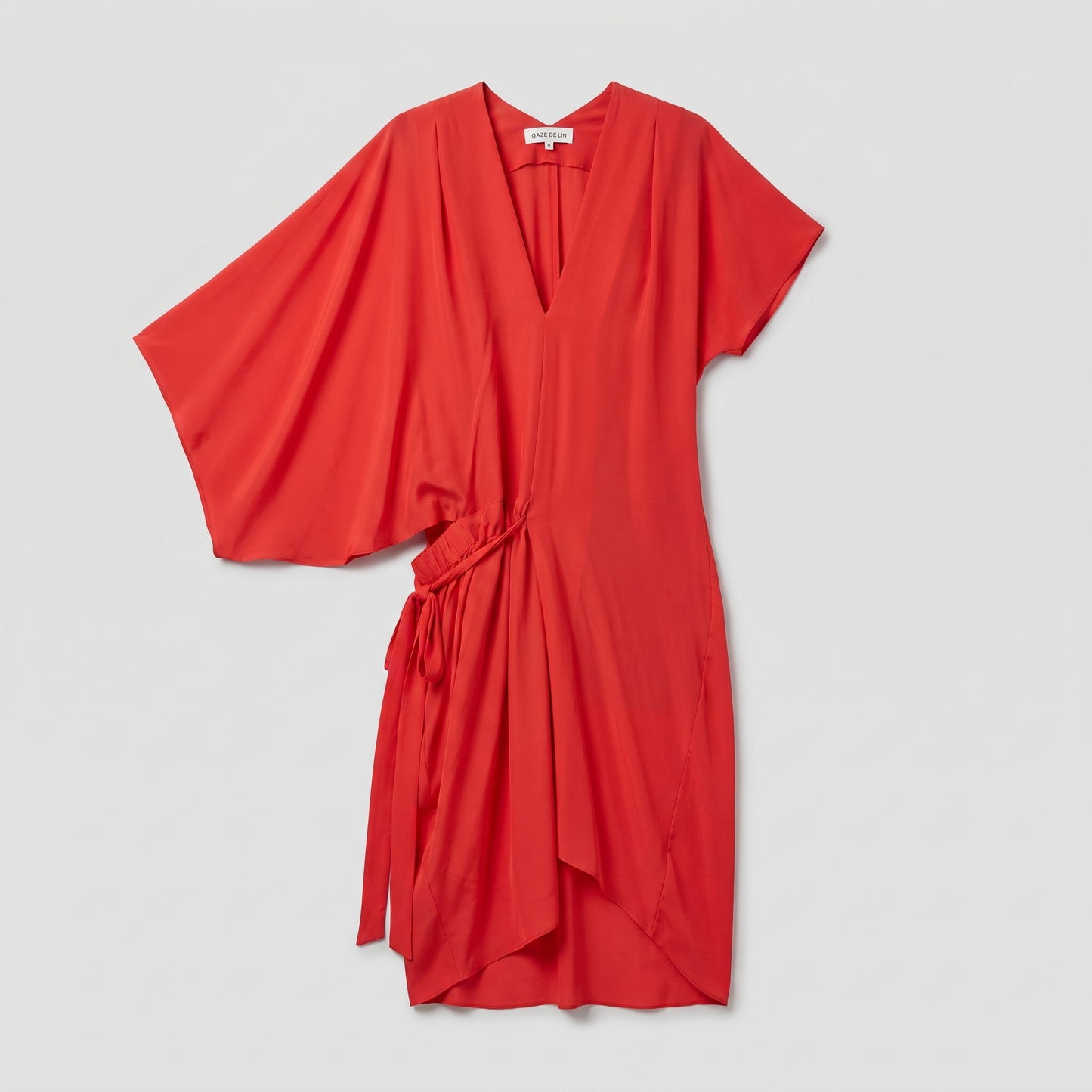 Asymmetric Drape V-Neck Dress