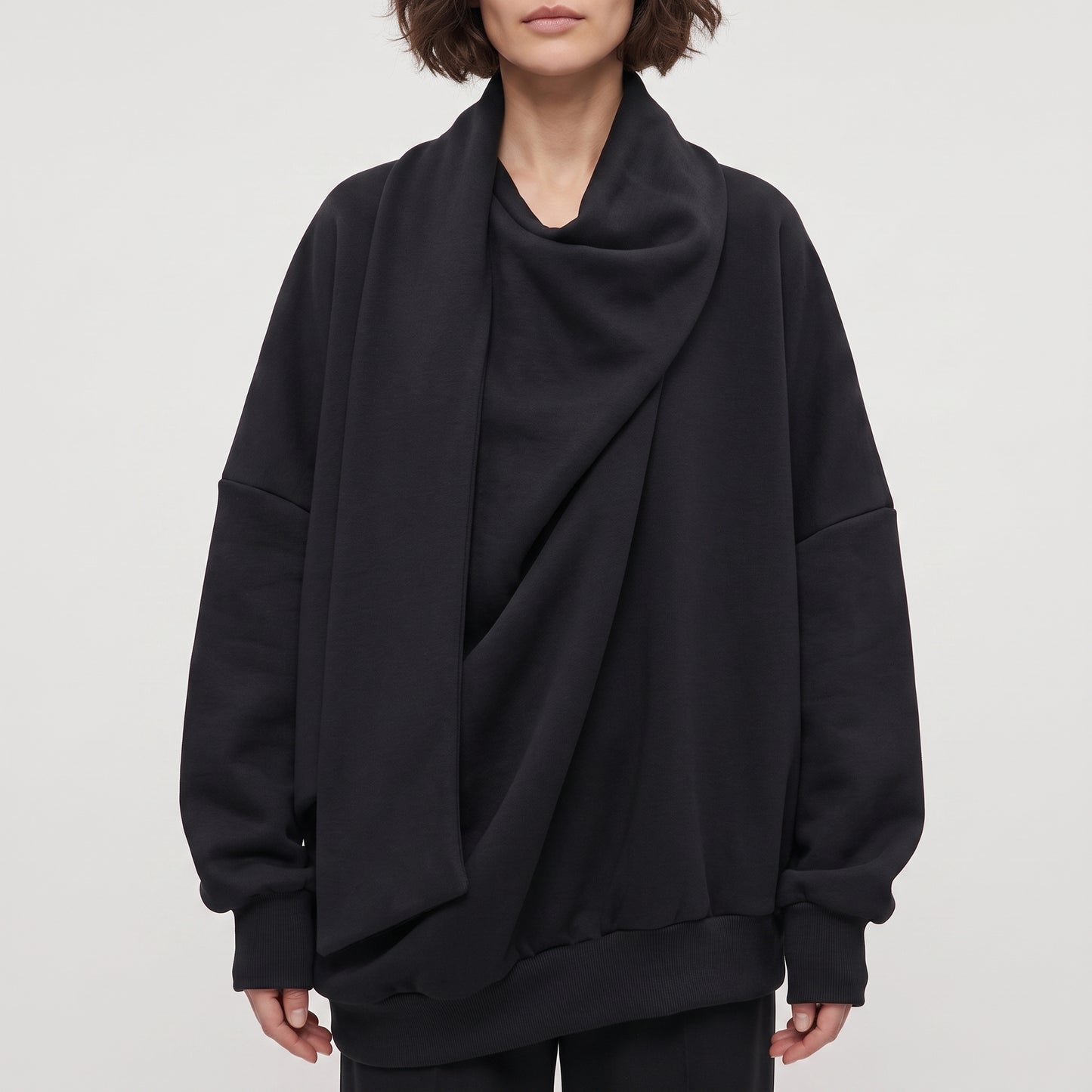 Draped Cowl Neck Sweatshirt