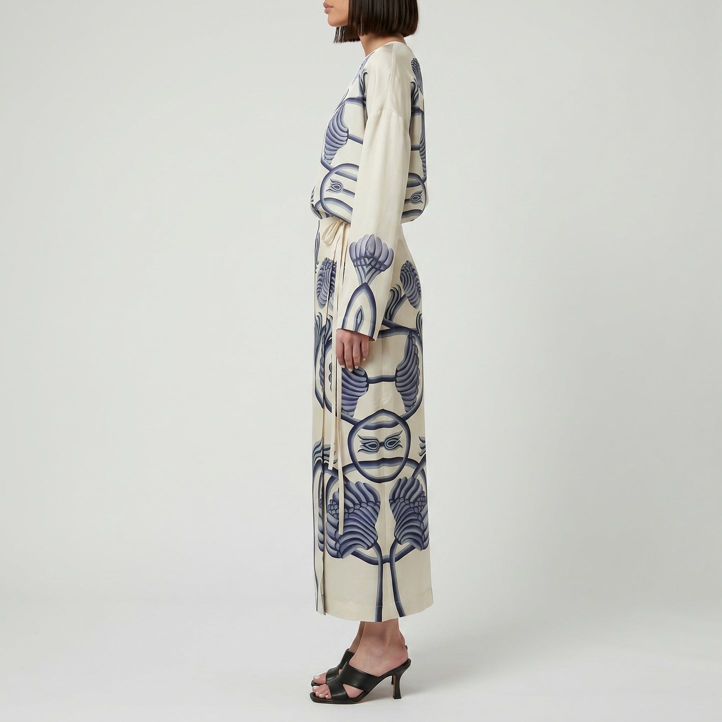 Floral Print Silk Wrap Skirt
