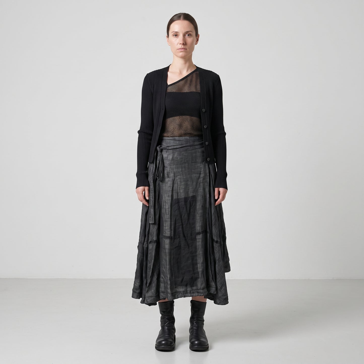 Textured Wrap Midi Skirt