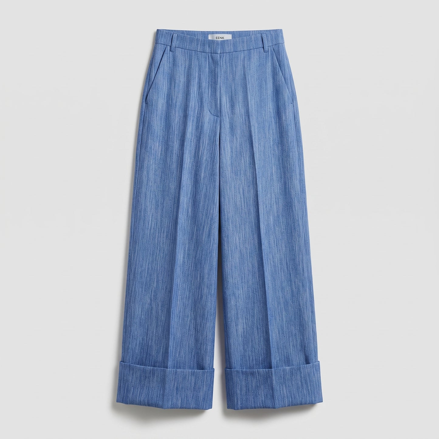 Tailored Wide-Leg Cuffed Trousers