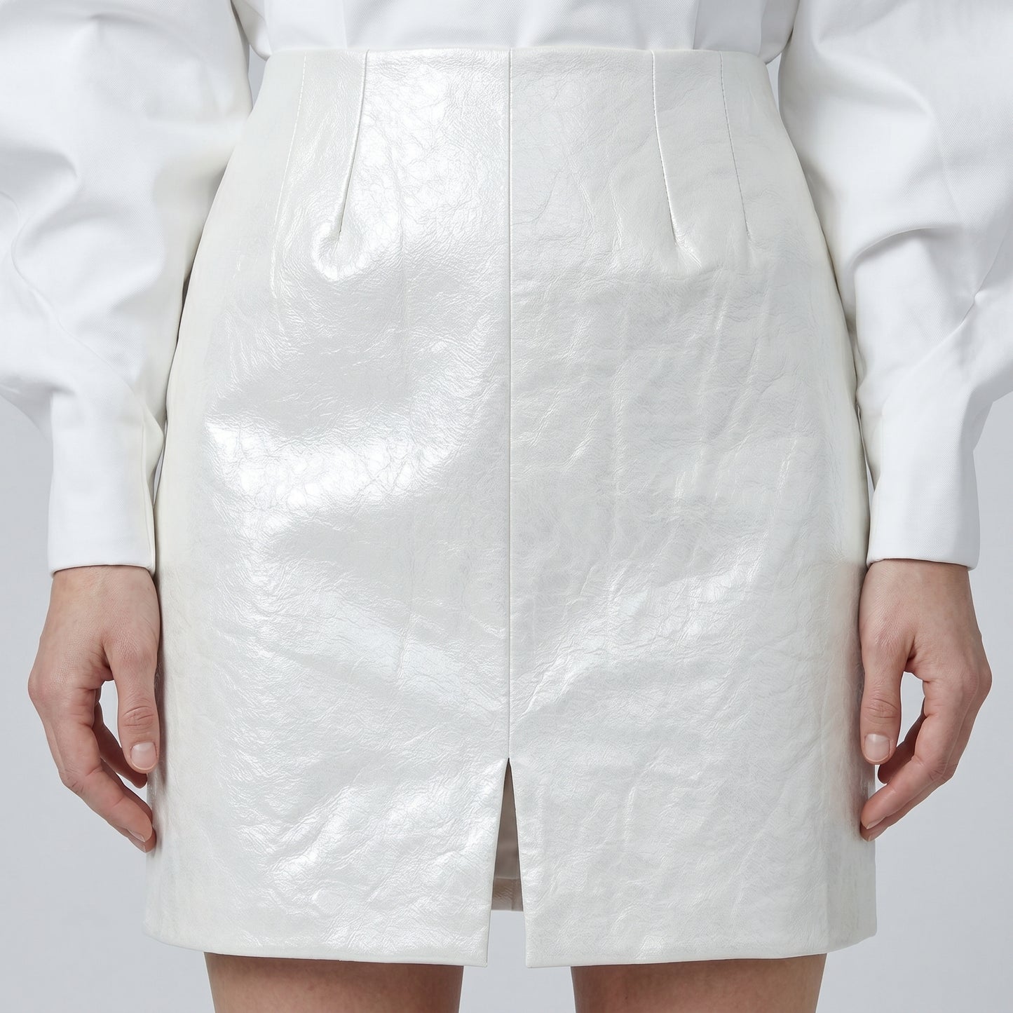 Metallic White Mini Skirt