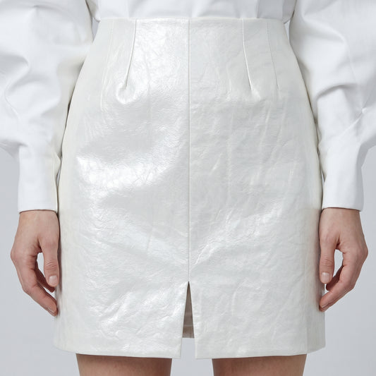 Metallic White Mini Skirt