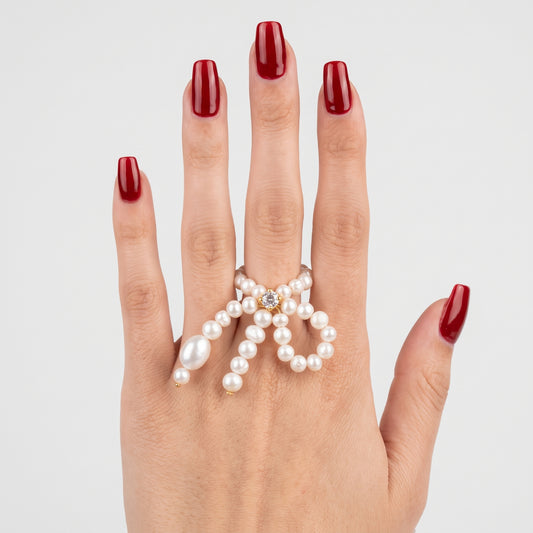 Pearl Bow Statement Ring