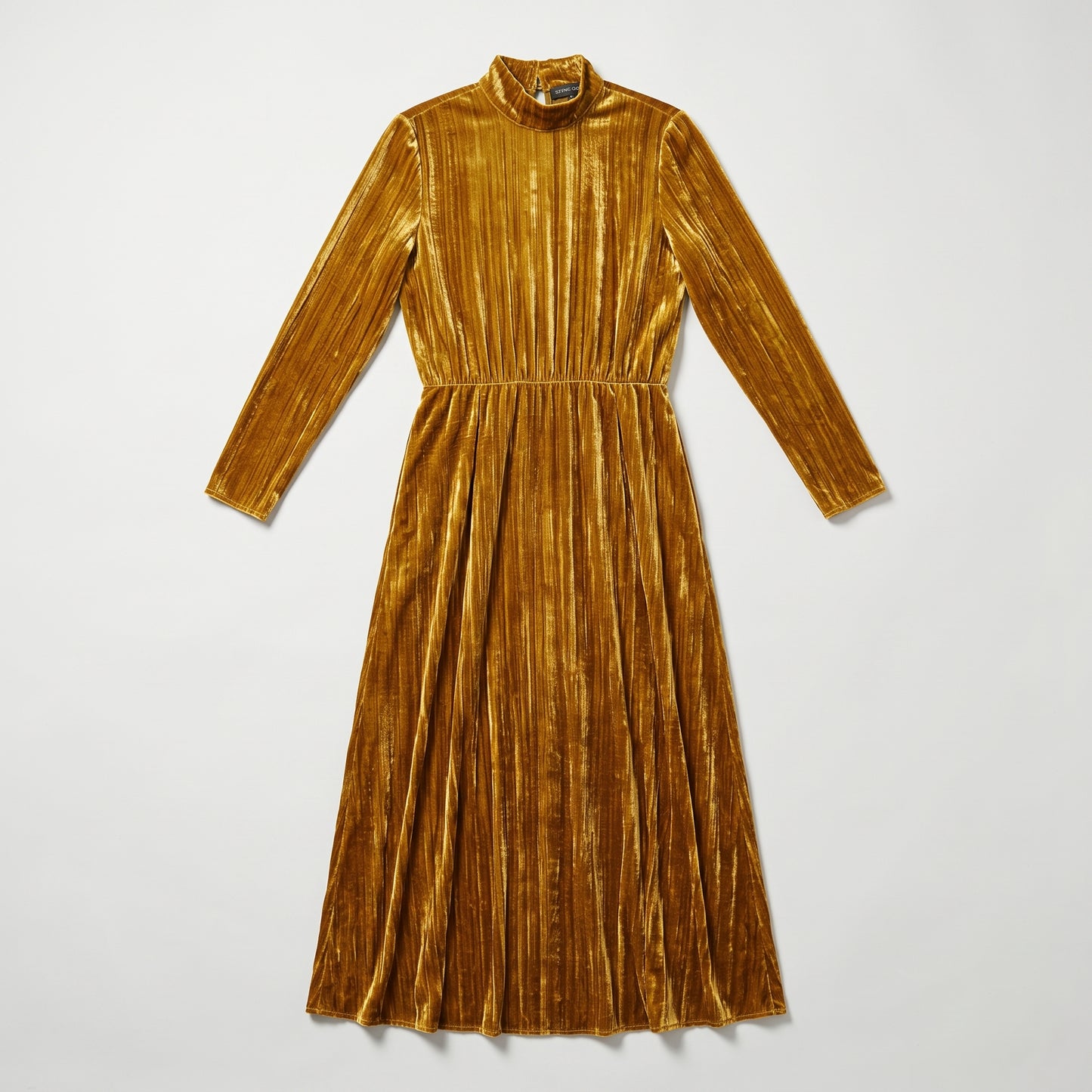 Metallic Gold Velvet Midi Dress