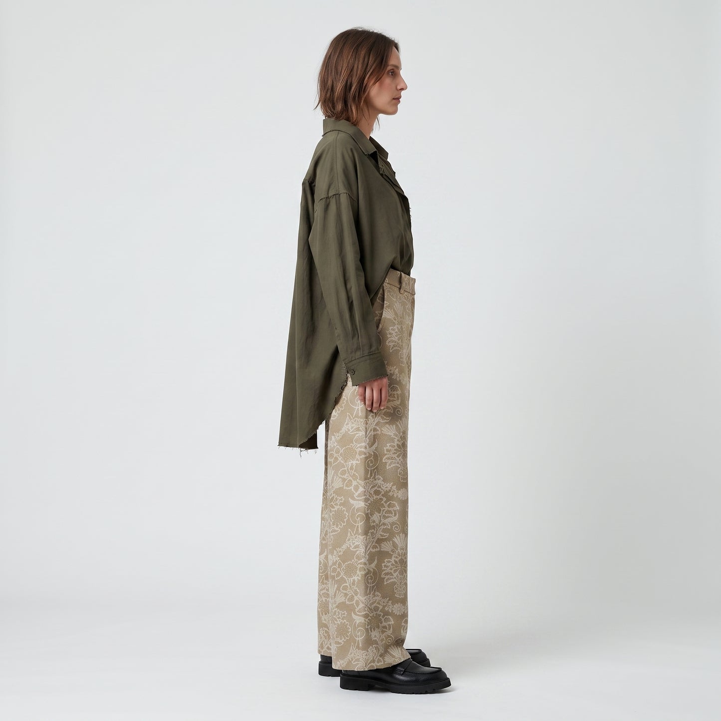 Floral Jacquard Wide Leg Trousers