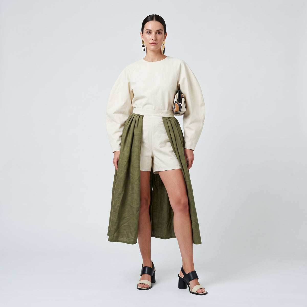 Dual Tone Pleated Culotte Shorts