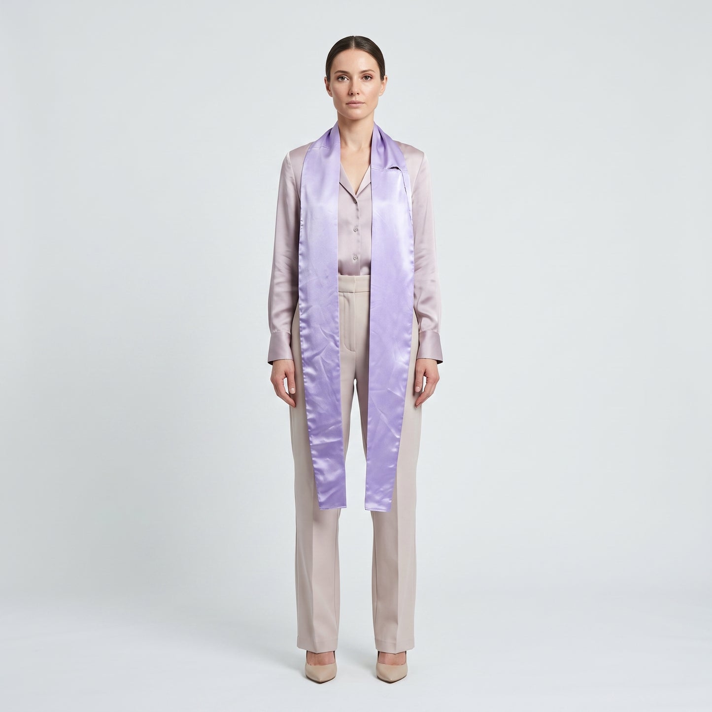 Lavender Satin Tie Belt