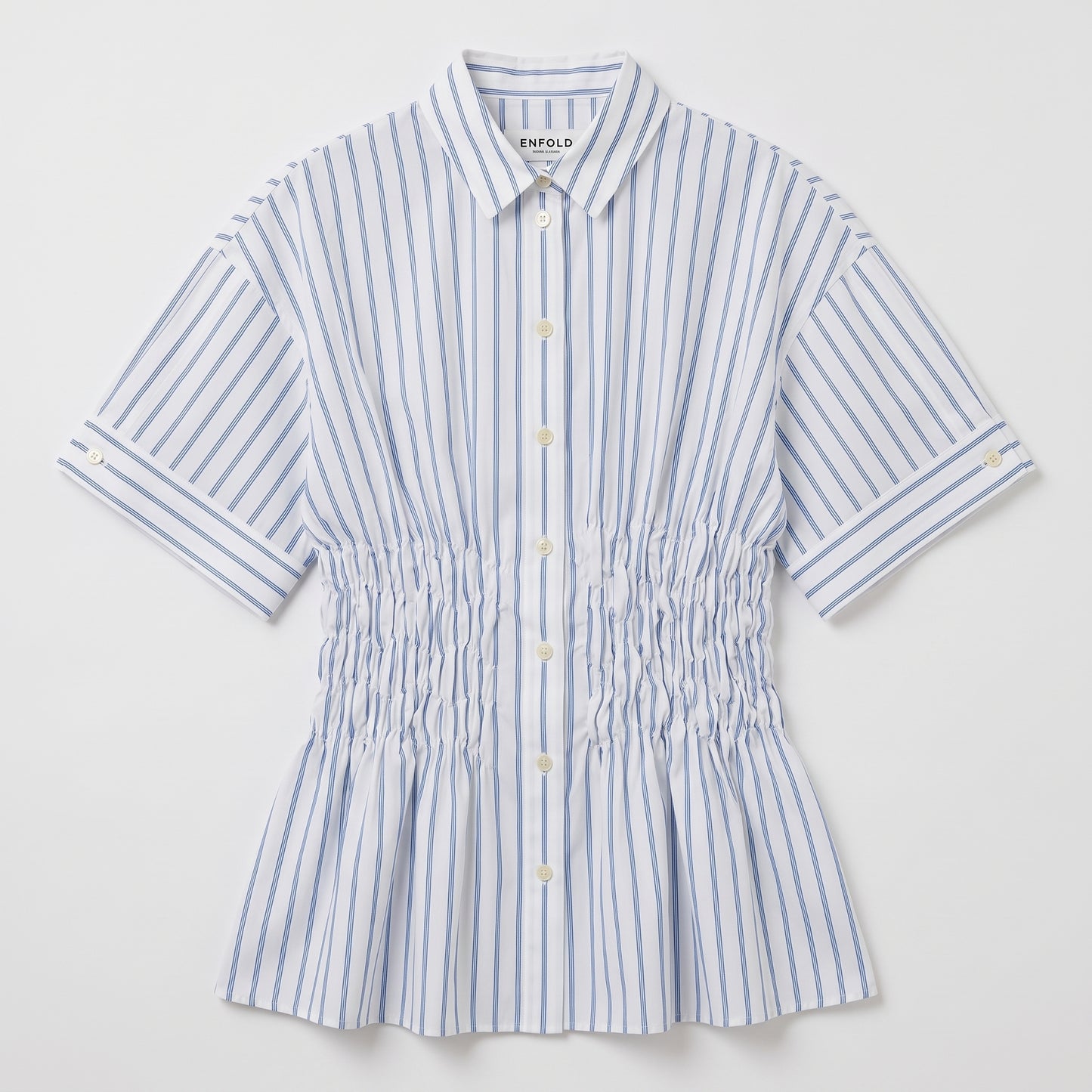 Ruched Waist Striped Shirt