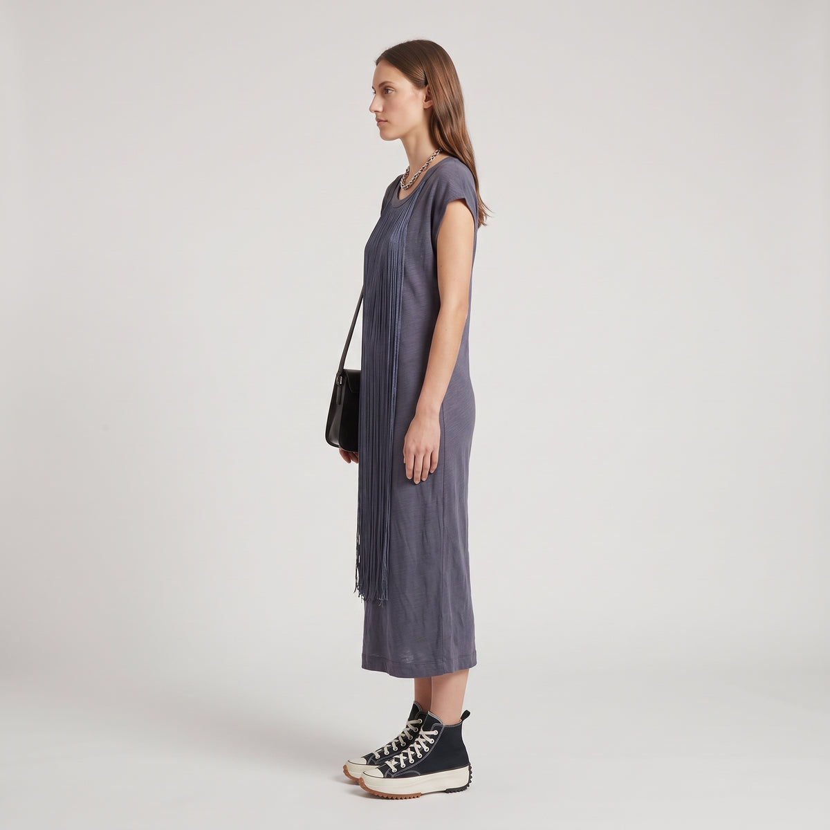 Fringed Cotton Shift Dress
