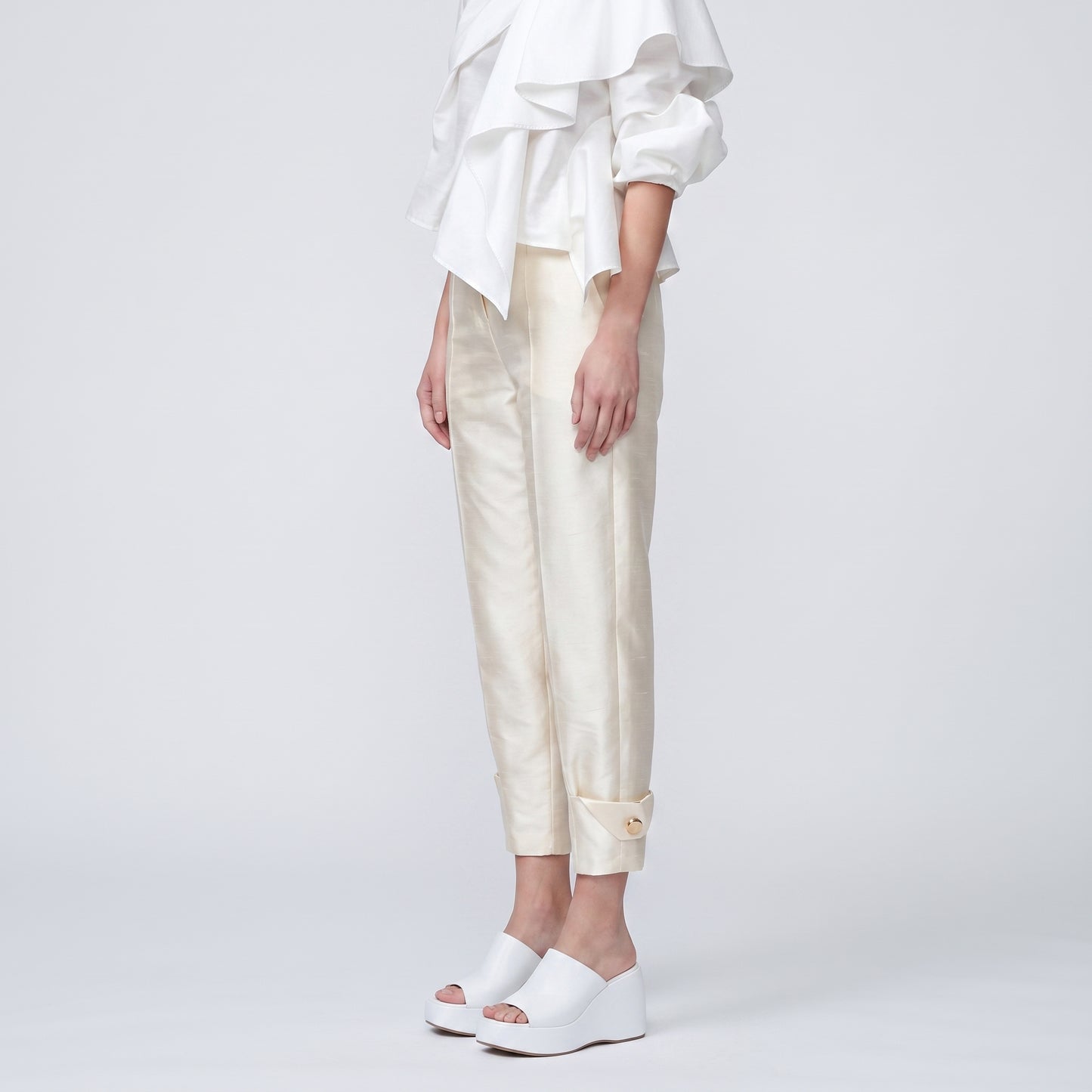 Tailored High-Waisted Silk Trousers