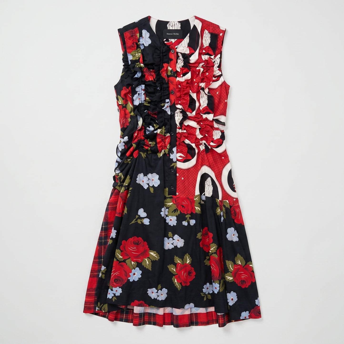 Mixed Print Floral Ruffle Dress