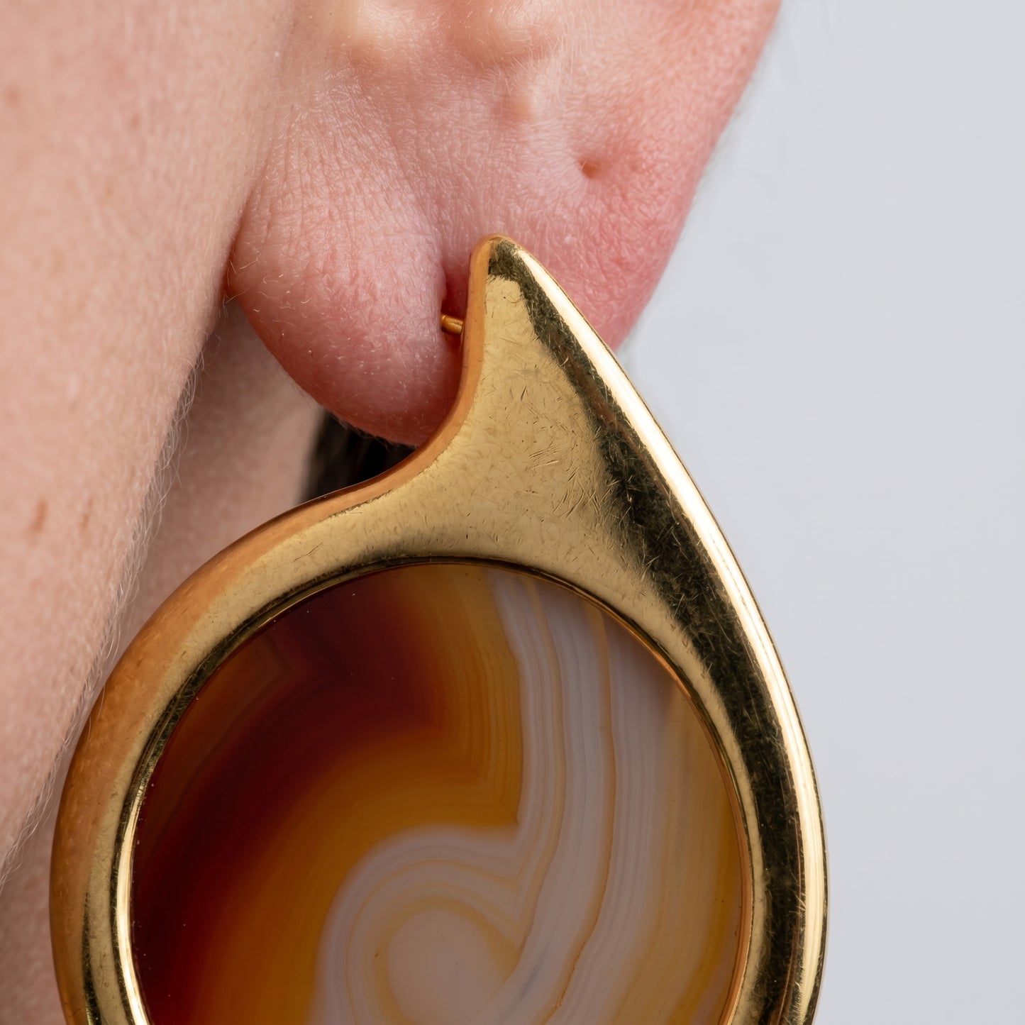 Teardrop Agate Gold Hoop Earrings
