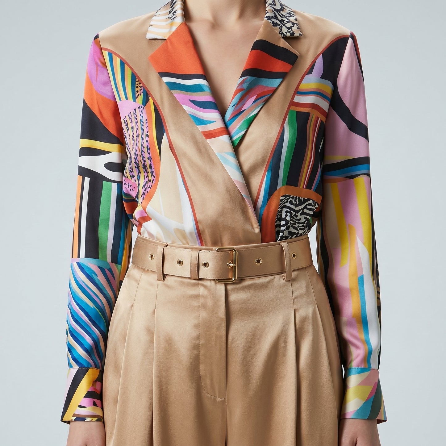 Tailored Satin Belted Trousers