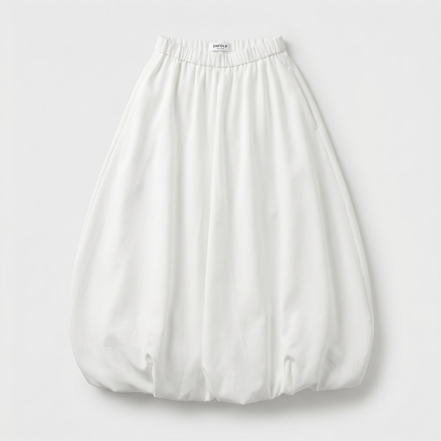 White Balloon Hem Midi Skirt