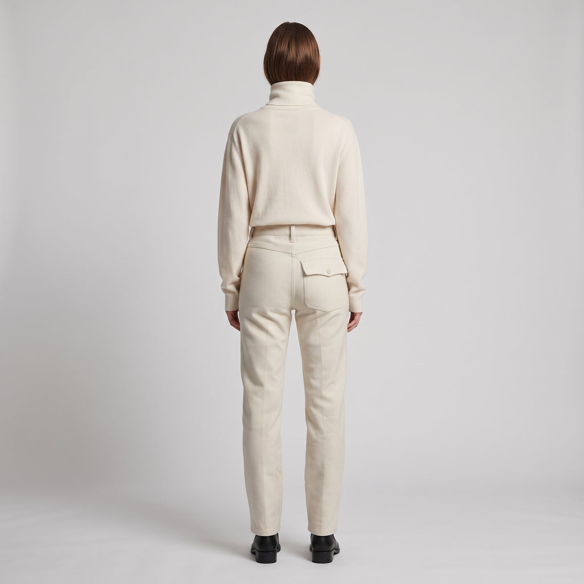 Minimalist High-Rise Cotton Trousers