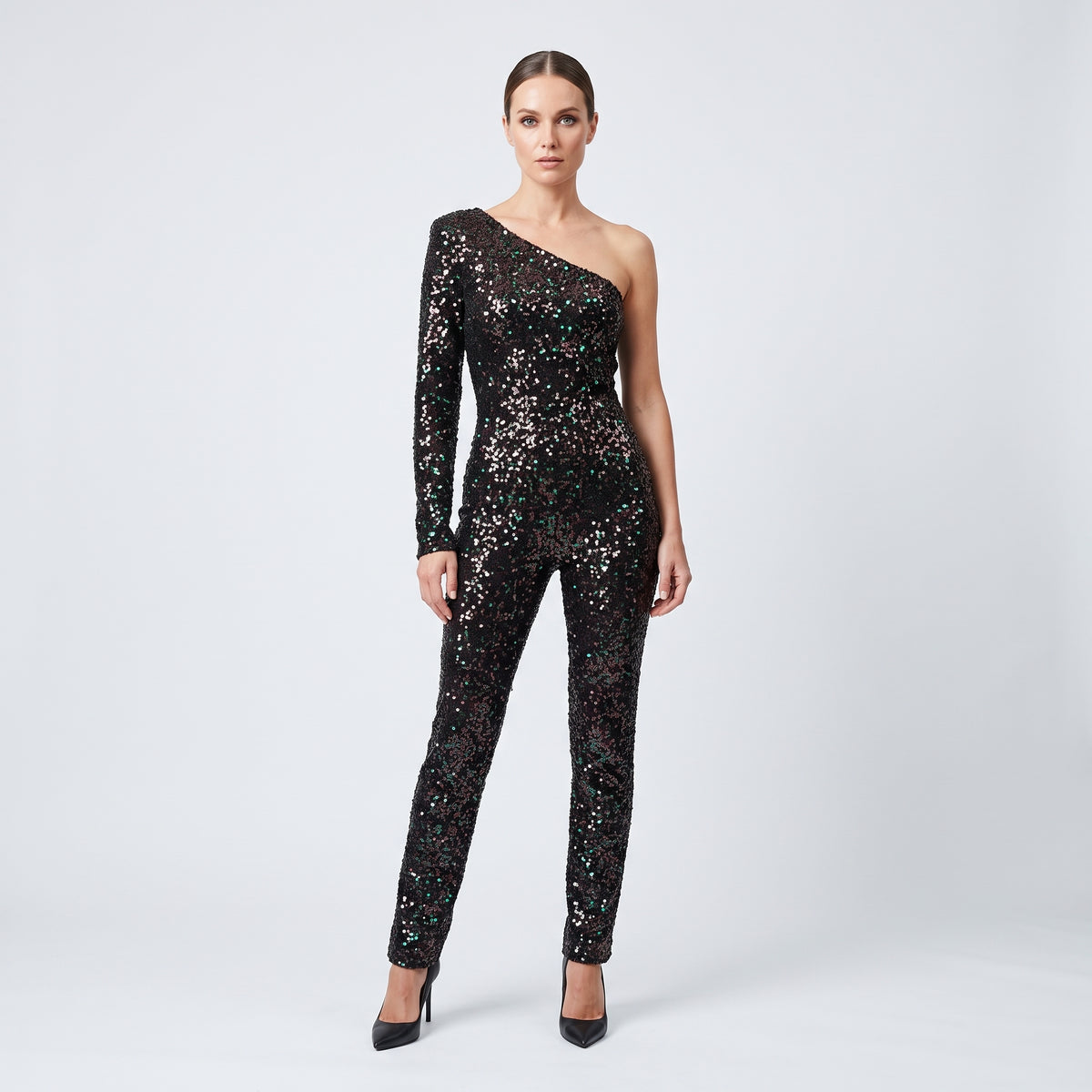 One-Shoulder Sequin Jumpsuit
